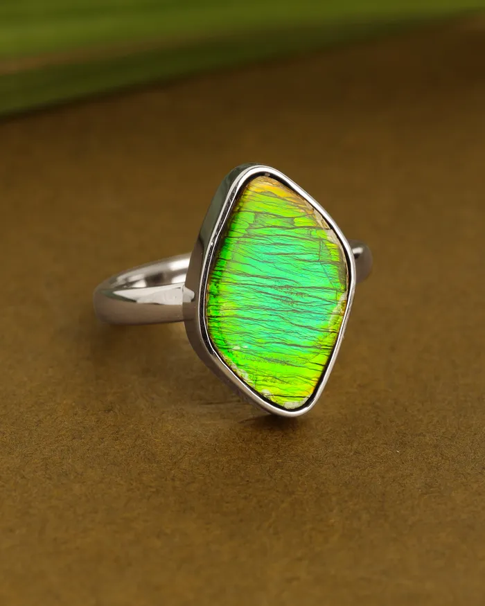 YoTreasure Rings 925 Silver 815 Cts Ammolite Gemstone Ring