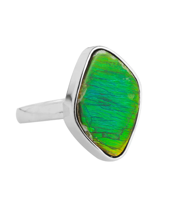 YoTreasure Rings 925 Silver 815 Cts Ammolite Gemstone Ring