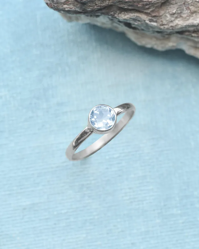 YoTreasure Rings Blue Topaz Solid 925 Sterling Silver Ring Jewelry