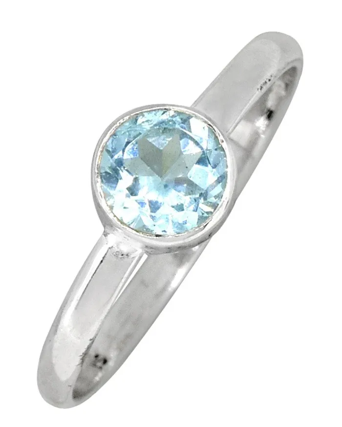 YoTreasure Rings Blue Topaz Solid 925 Sterling Silver Ring Jewelry
