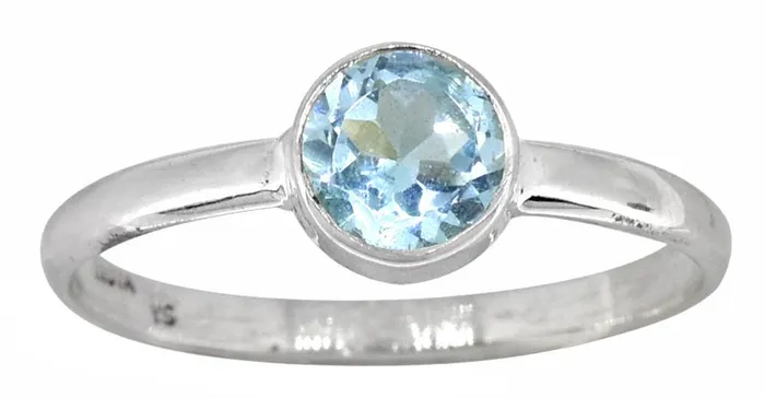 YoTreasure Rings Blue Topaz Solid 925 Sterling Silver Ring Jewelry