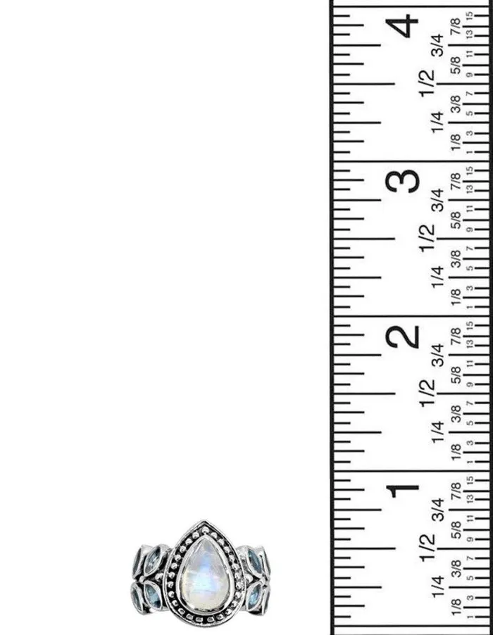 YoTreasure Rings Moonstone London Blue Topaz Solid 925 Sterling Silver Ring Jewelry