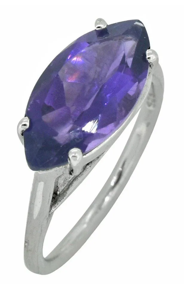 YoTreasure Rings Natural Purple Amethyst Solid 925 Sterling Silver Ring