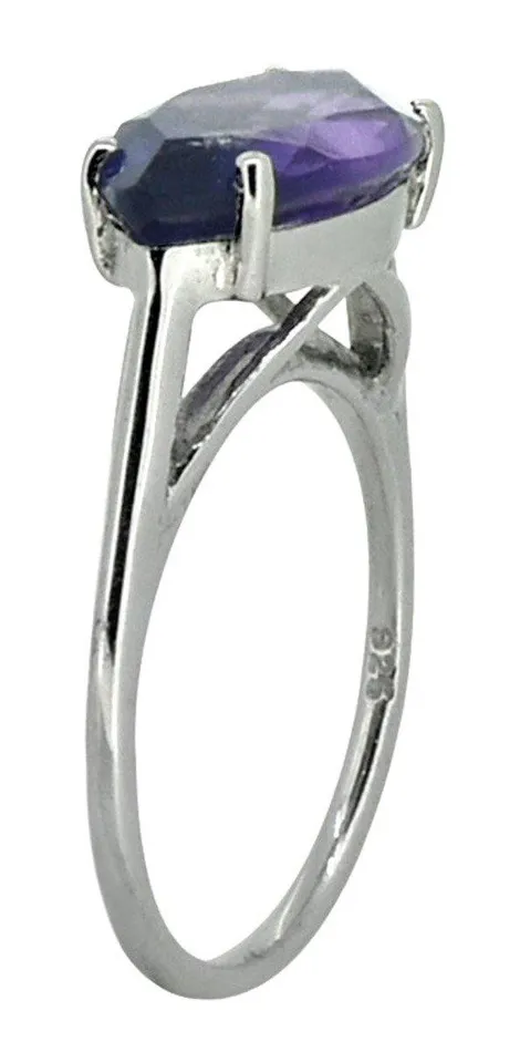 YoTreasure Rings Natural Purple Amethyst Solid 925 Sterling Silver Ring