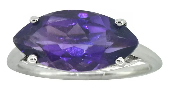 YoTreasure Rings Natural Purple Amethyst Solid 925 Sterling Silver Ring