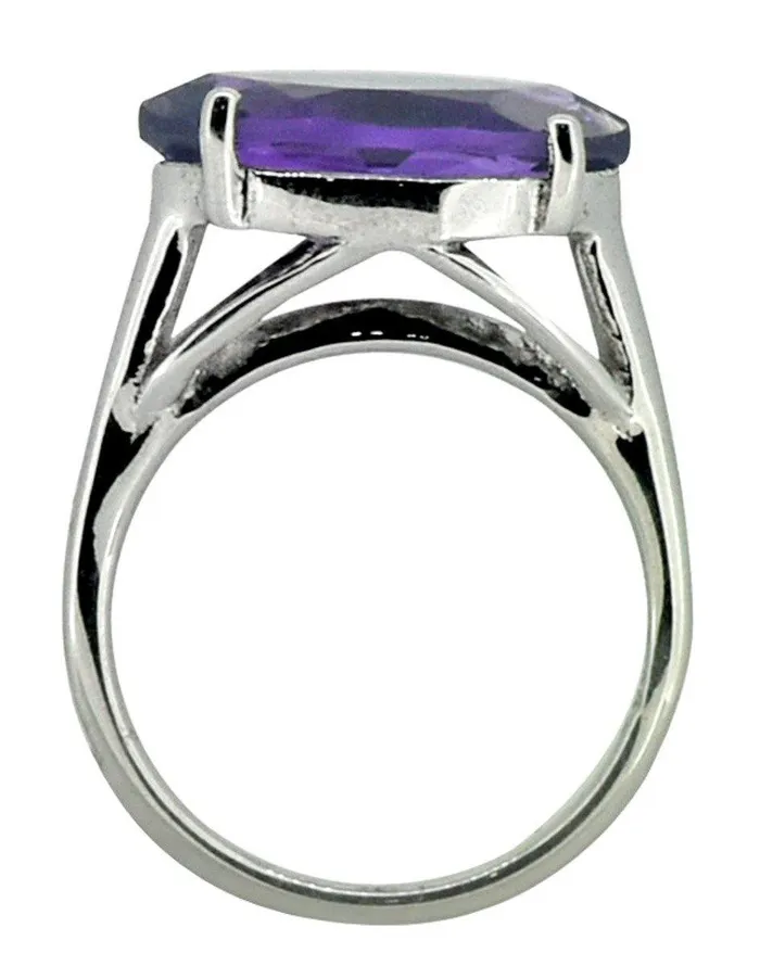 YoTreasure Rings Natural Purple Amethyst Solid 925 Sterling Silver Ring