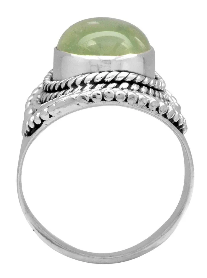 YoTreasure Rings Prehnite Solid 925 Sterling Silver Ring Jewelry