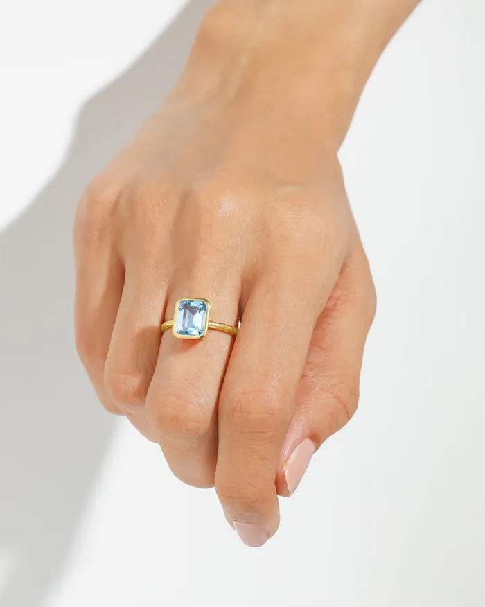 YoTreasure Rings Sky Blue Topaz Solitaire Ring Solid 14K Gold Over 925 Sterling Silver Jewelry YoTreasure Rings Sky Blue Topaz Solitaire Ring Solid 14K Gold Over 925 Sterling Silver Jewelry