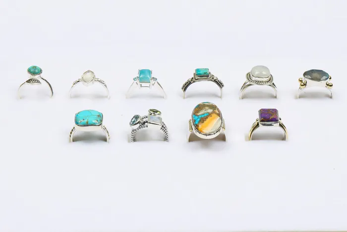 YoTreasure Rings Wholesale Solid 925 Silver Rings Turquoise Coral Mixed Sizes YoTreasure Rings Wholesale Solid 925 Silver Rings Turquoise Coral Mixed Sizes