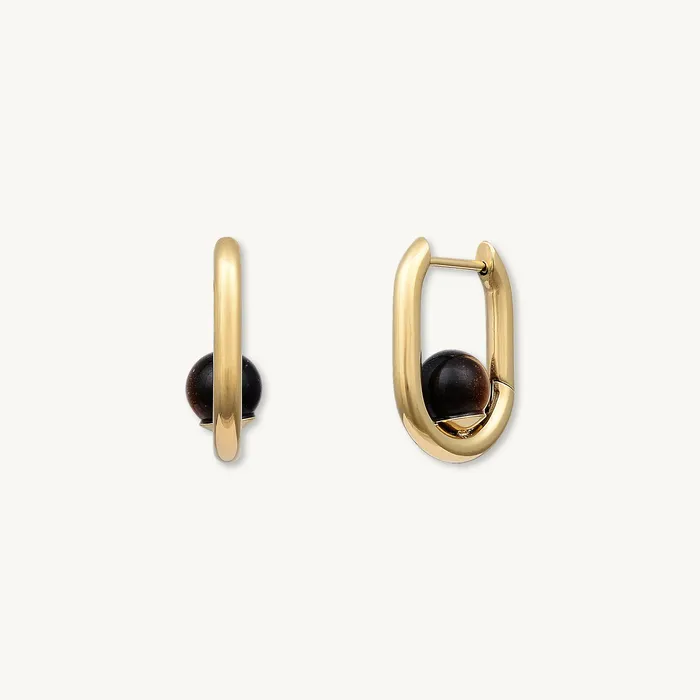 Zoey Huggie Hoop Earrings Camile Stone Earrings