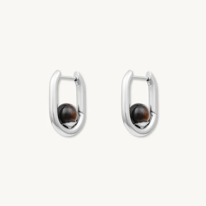 Zoey Huggie Hoop Earrings Camile Stone Earrings