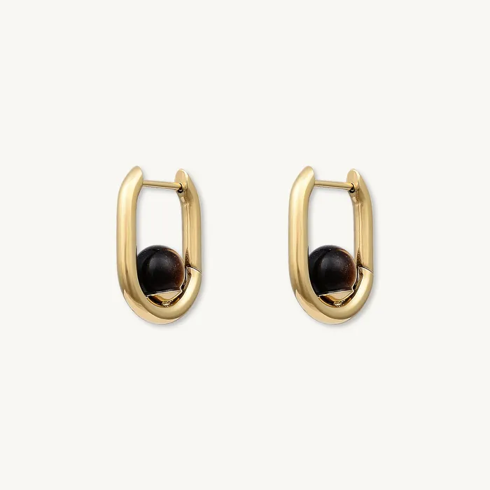 Zoey Huggie Hoop Earrings Camile Stone Earrings