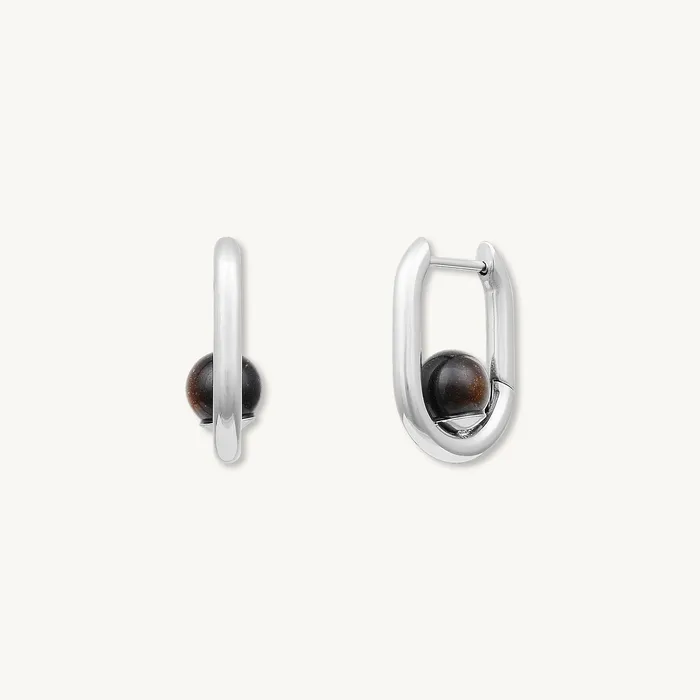 Zoey Huggie Hoop Earrings Camile Stone Earrings